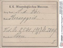 Etiketten zu Chlorargyrit ("Kerargyrit") (NHMW-MIN-Ad261)